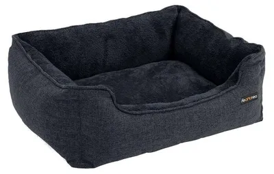 Obrázok produktu pre Ortopedická psia posteľ pre veľké psy, zvýšená, plyšová, tmavošedá – 90 x 75 x 25 cm
