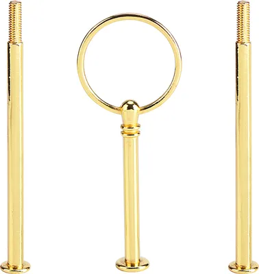 Produktbild von Mehrstufiger Kuchentablett-Ständer, Griff, Obstteller-Hardware, passender Halter (3-stufig, rund, goldfarben)