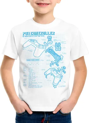 Produktbild von style3 PS1 Controller Blaupause Kinder T-Shirt PS gamepad konsole classic gamer