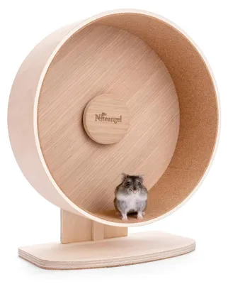 Immagine prodotto di Ruota per criceti in legno, silenziosa, antiscivolo, taglia media