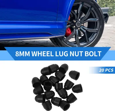 Image de 20Pcs Boulon D'Écrou De Roue 8Mm Jantes Vis D'Écrou De Pneu Capuchons De Protection En Plastique Noir Extérieur