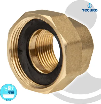 Produktbild von tecuro Pumpenverschraubung ÜWM 1 1/2 x IG 1 Zoll DN 25 -flachdichtend - Messing blank