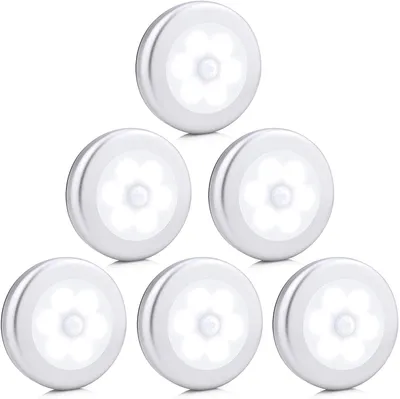 6er-Pack Bewegungsmelder-LED-Nachtlichter, drahtlos, batteriebetrieben
