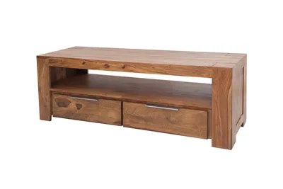 Produktbild von riess-ambiente TV-Board MAKASSAR 130cm braun massives Sheeshamholz stone finish Lowboard zwei Schubladen