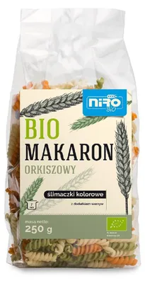 MAKARON (ORKISZOWY TRÓJKOLOROWY) ŚLIMACZKI BIO 250 g - NIRO