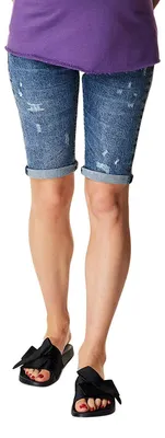 Produktbild von Supermom Damen Bermuda Jeans UTB Destroyed Umstandsjeans, Blau (Blue Denim C306)