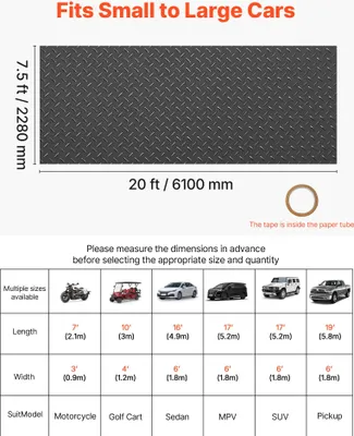 Image de Tapis de sol pour garage, en PVC, dimensions 2280 x 6100 mm, épaisseur 2,2 mm, imperméable, ne nécessite pas d'installation