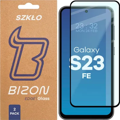 Produktbild von Gehärtetes Glas für Galaxy S23 FE, Bizon Glass Edge Duo, Schwarzer Rahmen, 2 Stück