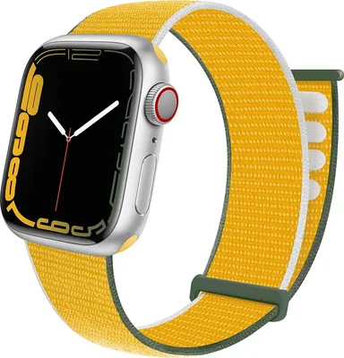Produktbild von Strap-it Nylon-Schlaufenarmband - Passend für Apple Watch-Armbänder - Serie 1/2/3/4/5/6/7/8/9/10/11/SE/Ultra (2) - Gelb - Größen: 44/45/46/49mm