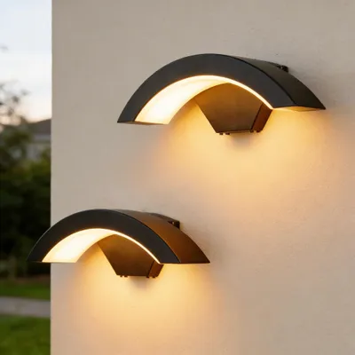 LED-Außenwandleuchte 2er-Set, 24W, 2700lm, 3000K, IP65, schwarz