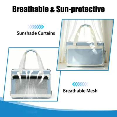 Imagen del producto de Transportín para 2 gatos, de doble pared, con asa y ruedas, incluye una bolsa de transporte desmontable, ideal para viajes