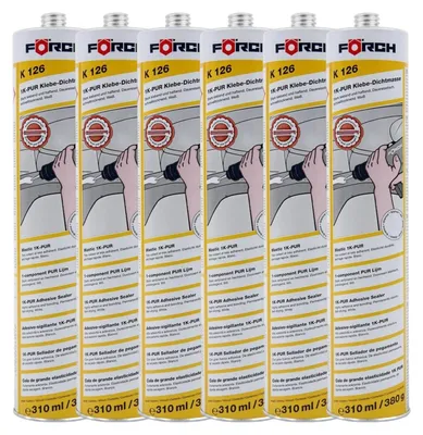 Produktbild von 6x Förch K126 1K-PUR KLEBE-DICHTMASSE schwarz 310ml Schweller Spoiler Kleber