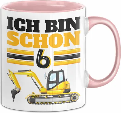 Produktbild von 6. Geburtstag Geschenk Tasse Becher Jungs Bagger Ich Bin Schon 6 (Rosa)