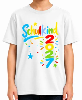 Productafbeelding van Schoolkind 2027, start van de basisschool, eerste schooldag, cadeau, kindert-shirt, wit, maat 128