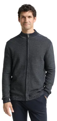 Produktbild von TOM TAILOR Herren1048711 Strickjacke mit Reißverschluss, 39197 - Denim Blue Navy