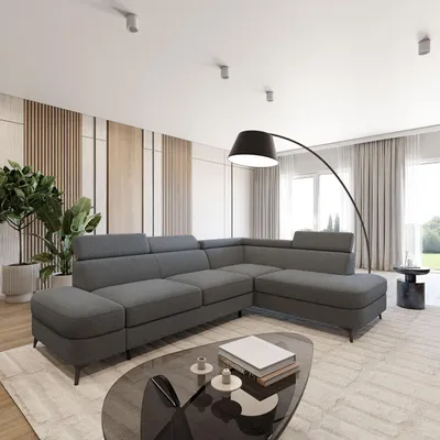 Produktbild von Masseno Ecksofa AVISE Q R-S mit Schlaffunktion L-Form, Sofa mit Bettkasten, Wohnzimmersofa, Couch, Soffa, Bettsofa, Couchgarnitur- Grau, QUELLE 92