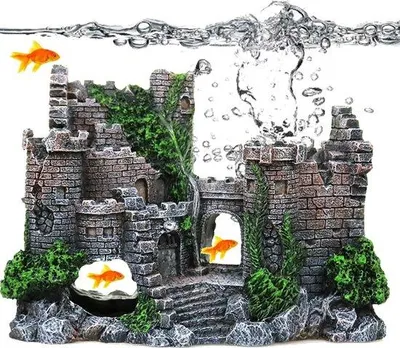 Image de Décoration d'aquarium « château » - 17 x 6 x 13 cm - Bois - Décoration d'aquarium