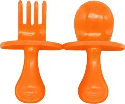 Obrázek produktu pro Dětský příbor Lžíce Vidlička Plastová ergonomická oranžová