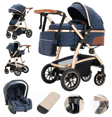 Produktbild von Kinderwagen - 3 in 1 Buggy SK20 - Leicht faltbar - Reisebuggy - Mit Autositz -  - Tragkraft über 20 kg - Blau