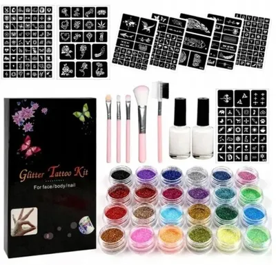 Produktbild von DoModa Glitzer-Tattoo-Set mit 240 Schablonen, abwaschbar