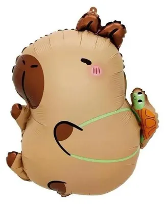 Image de Ballon en plastique Capybara avec un petit tortue, 44 x 38 cm - Godan