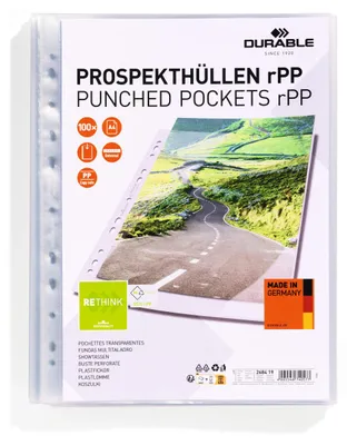 Produktbild von DURABLE Prospekthülle PREMIUM A4 Recycling-PP, 100 St., 268419