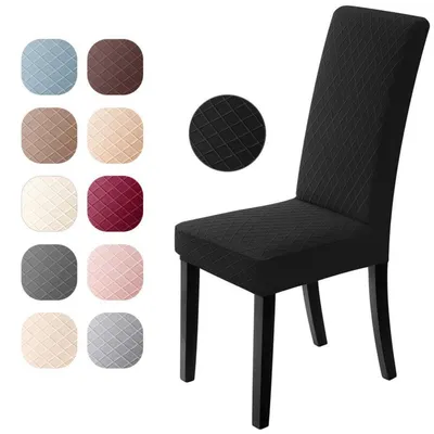 Produktbild von Stuhlbezüge 2er Set Universell Elastisch Jacquard Abwaschbar Schwarz