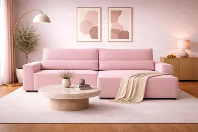 Produktbild von MOEBLO Ecksofa DENVER L – Ottomane beidseitig montierbar, Ecksofa aus Cord, Couch für Wohnzimmer, Schlafsofa Sofagarnitur Sofa Eckcouch L-Form Cordstoff mit Bettkasten und Schlaffunktion - Poso 145 Rosa