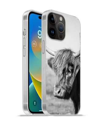 Produktbild von MuchoWow® Handyhülle Schutzhülle Hülle für Apple iPhone 14 Pro Max Schottischer Highlander - Tiere - Schwarz - Weiß Silikon Softcase Handy Hülle - Hardcover