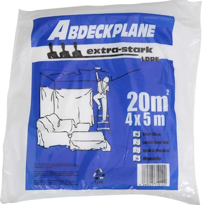 The image shows the packaging of a protective cover sheet for painting or renovation.