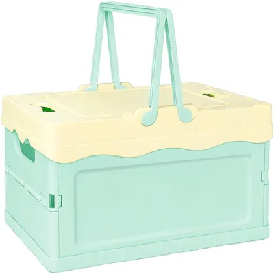 Image de Boîte de rangement en plastique avec couvercle (bleue)