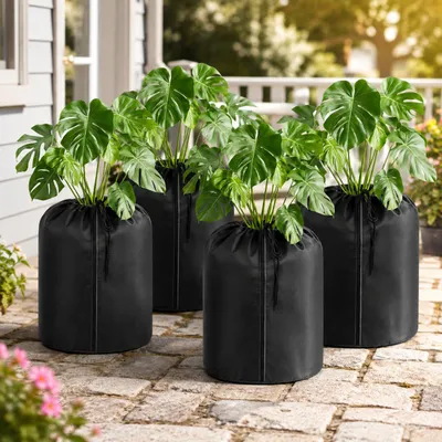 Produktbild von Eikuavons 4er Set Pflanzen Wurzelschutz 70×65 cm Schwarz, Frostschutz Winterschutz für Bäume und Kübelpflanzen, Garten und Terrasse, KI-generiertes Bild