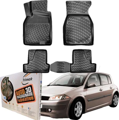 Produktbild von Trimak Autofußmatten kompatibel mit RENAULT MEGANE II HB & Grandour 2002-2009 Auto Allwetter Gummimatten