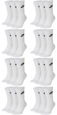 Produktbild von 12 Paar NIKE DX5025 Essential CREW Socken Damen, Herren, Unisex Sportsocken - Farbe: weiß - Größe: 34-38