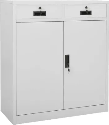Image de The Living Store Armoire de bureau gris clair 90x40x102 cm Acier