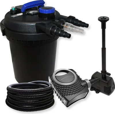 Produktbild von Wiltec Komplettset: CPF-180 Teichdruckfilter bis 6000 L mit 11 Watt UV-C Teichklärer, NEO8000 SuperEco Teichpumpe 8000l/h 70W, 25m Teichschlauch 25 mm (1"), HJ-943 ECO Springbrunnenpumpe 800l/h 16W