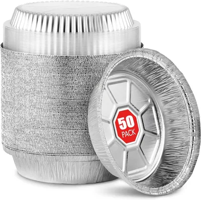 50 Alu-Schalen 18 cm mit Deckel, ofenfest, 720 ml