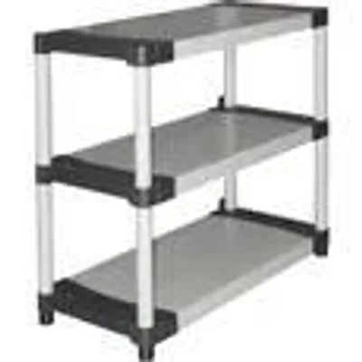 Produktbild von Kunststoffregal - TOOD - 3 Böden - Tragkraft 80 kg pro Boden - 80 x 40 x 85 cm - Schwarz und Grau