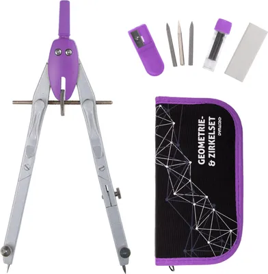 Produktbild von DynaTech Schnellverstellzirkel violett inkl. 2 Ersatzminen, Etui & 10 weiteren Zubehörartikeln