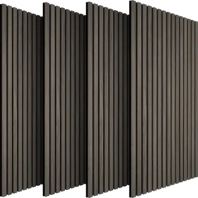 Produktbild von tectake Akustikpaneele 4er Set Sonic Wall II MDF Echtholzfurnier Schallabsorber Wandverkleidung 110x50cm Eiche grau Schallschutz