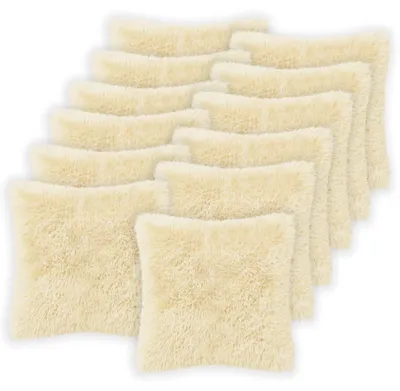 Productafbeelding van vidaXL Kussenhoezen, 12 stuks, HEERLEN, crème, 45 x 45 cm, PV-fleece