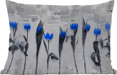 Produktbild von MuchoWow® Outdoor Kissen - Blumen - Tulpen - Blau - 60x40 cm - Wetterfest - Lounge Kissen - Zierkissen - Kissen für Innenräume