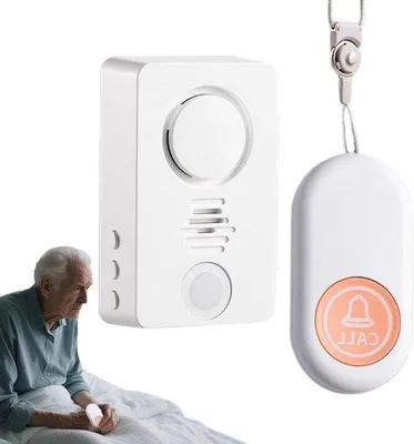 Obrázek produktu pro Noční alarm pro seniory – bezdrátový alarm u postele – 10 x 8 x 55 cm – voděodolný – bílý – pomůcka pro seniory