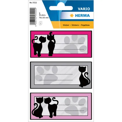 Produktbild von HERMA 5522 10x Schuletiketten Schwarze Katzen