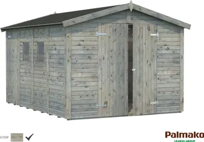 Produktbild von Palmako Gerätehaus Dan 9,9 m² - 16 mm Grau tauchimprägniert