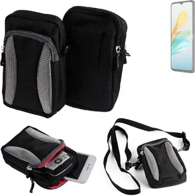 Produktbild von K-S-Trade Holster Schutz Hülle kompatibel mit ZTE Blade A53 Handy Hülle Gürteltasche Umhängetasche mit Zusatzfach schwarz