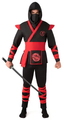 Ninja-Deluxe-Kostüm für Erwachsene, Halloween, L, rot