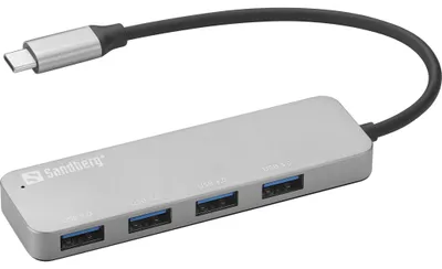 Produktbild von Sandberg 336-20 USB-C HUB 4-Port 4xUSB 3.0 SuperSpeed Silber