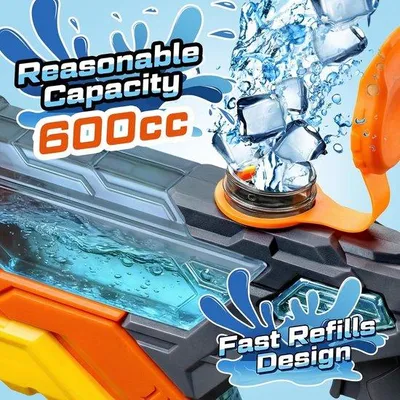 Produktbild von Große Wasserpistolen - Wasserspielzeug - Wasserkämpfe halten - Geräumige Kapazität - 600 ml - Multi