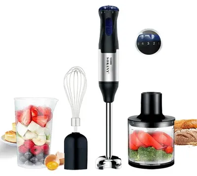 Image de Mixeur plongeant multifonction - 4 en 1 - Mixeur à main - 700 W - 220 V - Acier inoxydable 304 - Idéal pour la cuisine et la préparation de nourriture pour bébé
